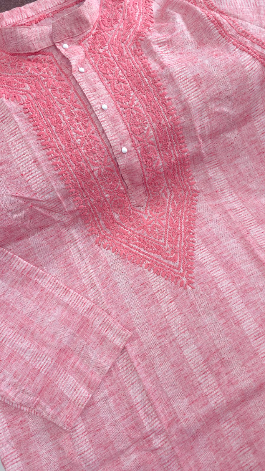 Rayan Cotton linen hand embroidered Men's chikankari kurta