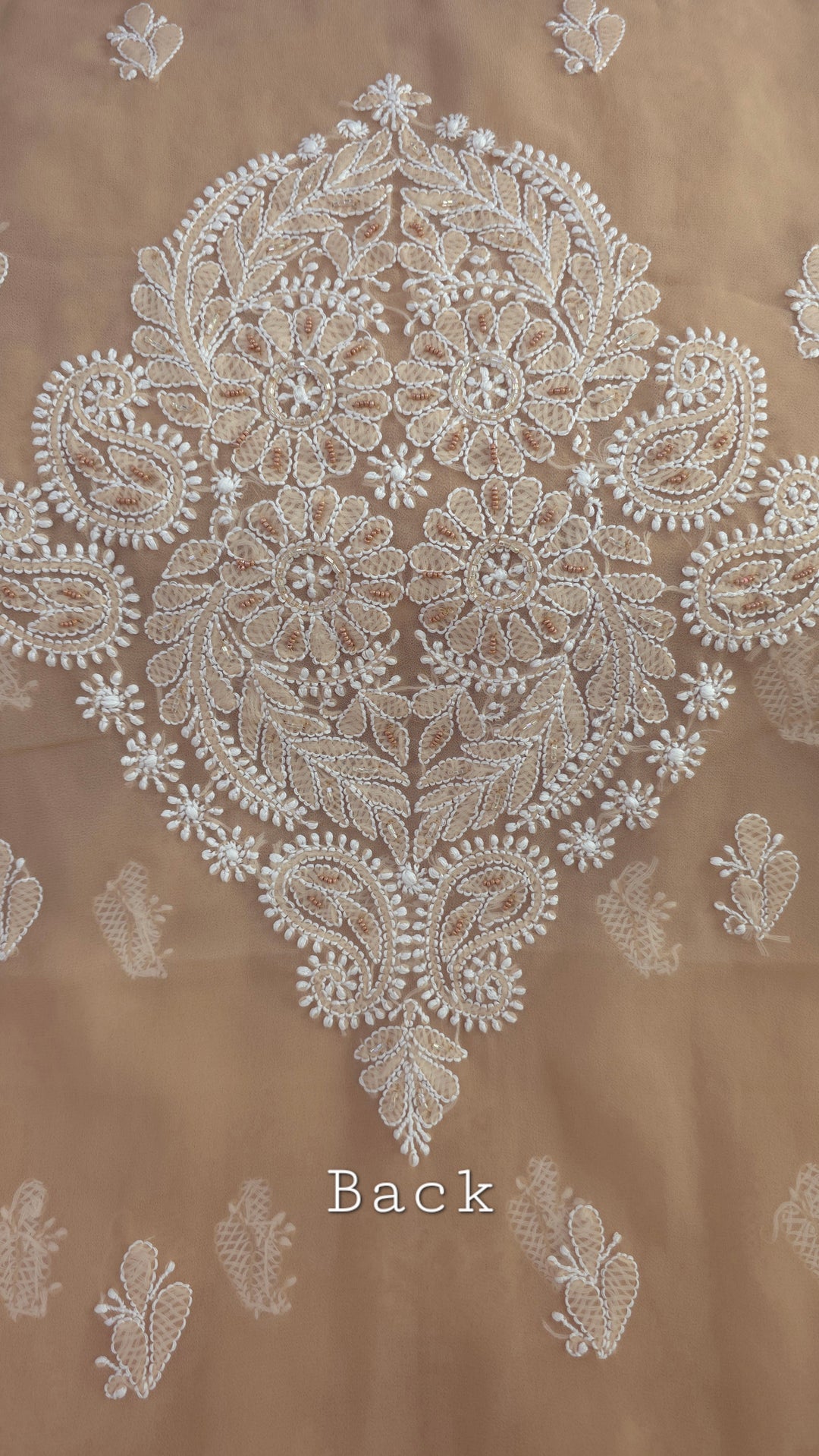 Alina Heavy Embellished Georgette Chikankari Unstitched Dress Material | Cutdana Handwork