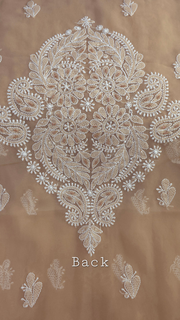 Alina Heavy Embellished Georgette Chikankari Unstitched Dress Material | Cutdana Handwork