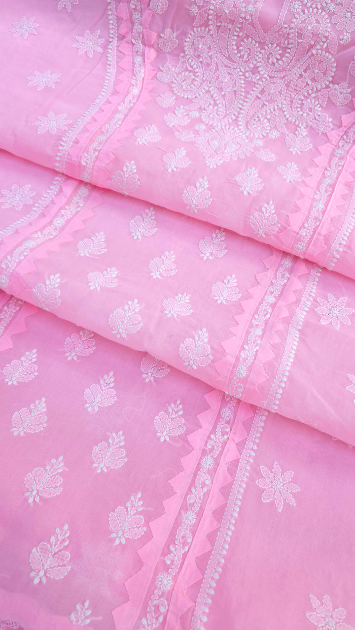 Darz Lucknowi Chikankari  Dress Material – Handmade Cotton Suit with Chiffon Dupatta