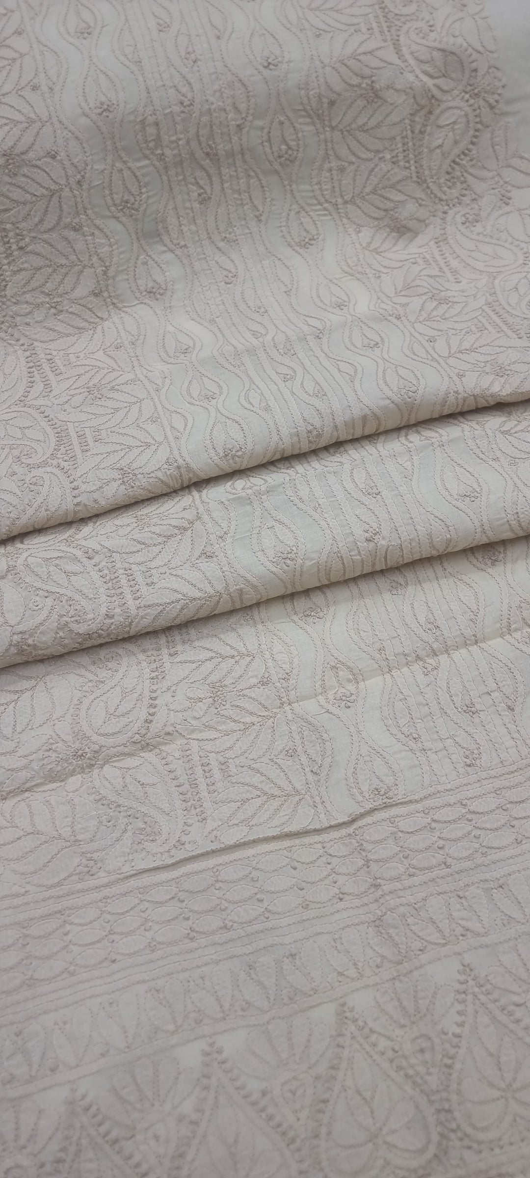 Cotton Chikankari Hand Embroidered Unstitched Kurta Fabric – 3 Meter