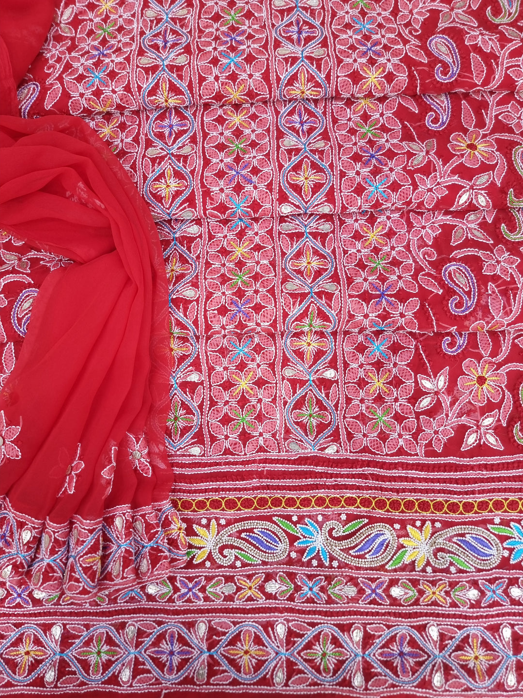 Georgette Chikankari Dress Material Resham Aari Work