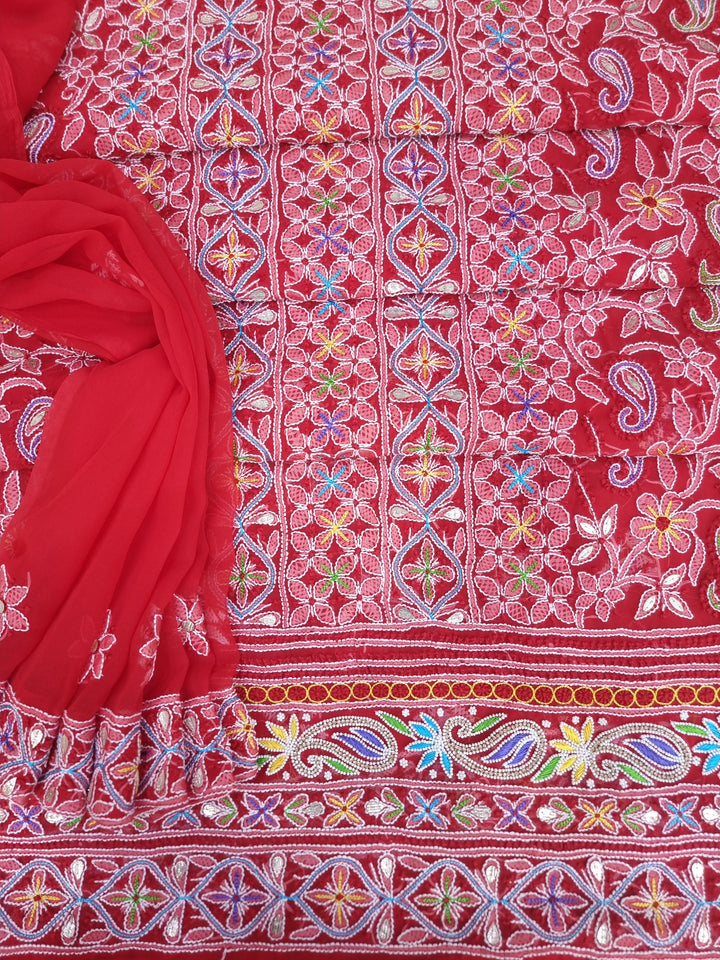 Georgette Chikankari Dress Material Resham Aari Work