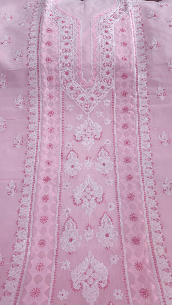 Darz Lucknowi Chikankari  Dress Material – Handmade Cotton Suit with Chiffon Dupatta