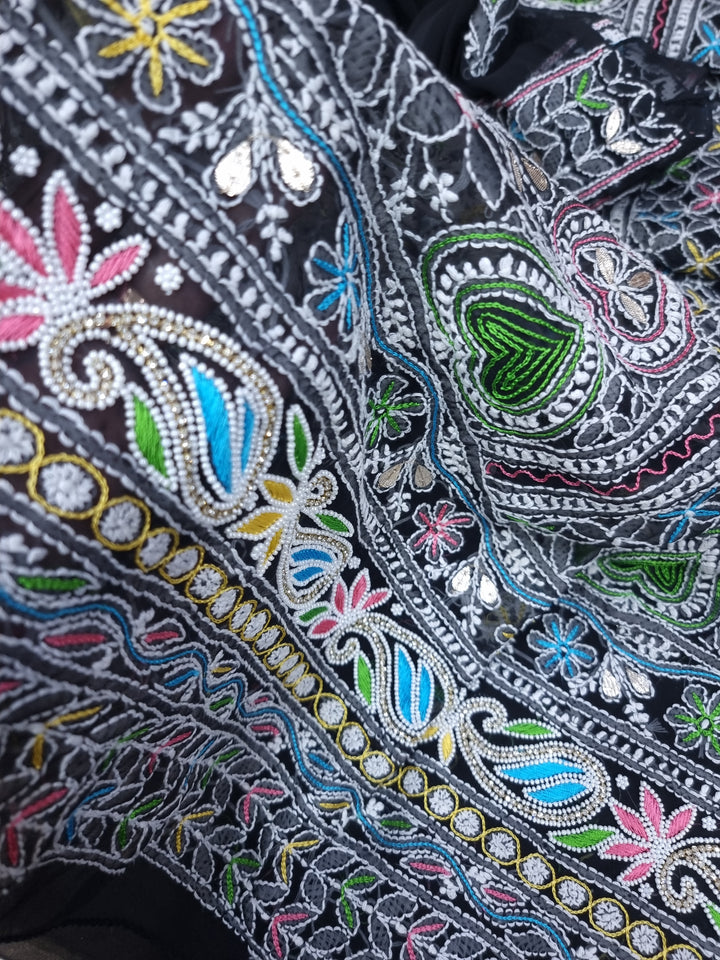 Georgette Chikankari Dress Material Resham Aari Work