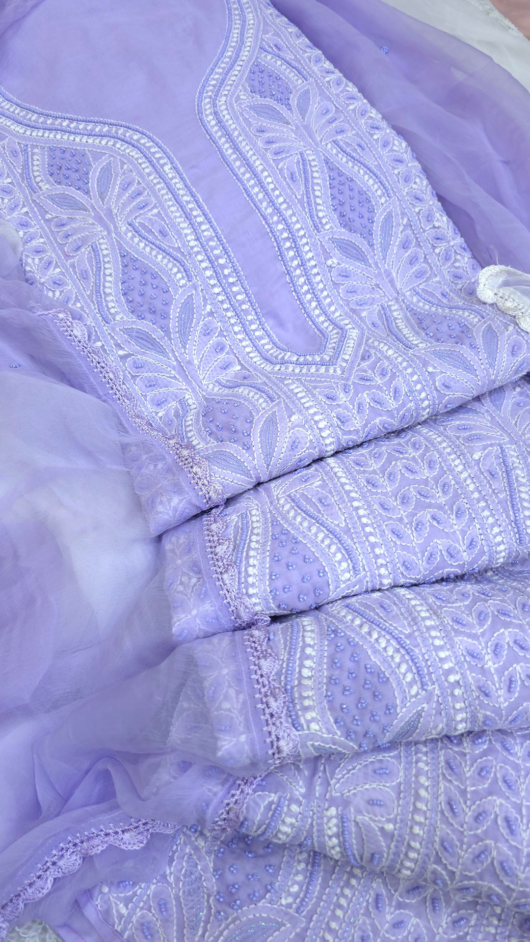 Paridhan Chikan Cotton Chikankari Unstitched Dress Material – 3 Pc Suit Set with Hand Embroidery & Pearl Work in Every Motif