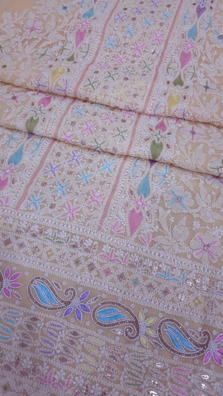 Fida Georgette Chikankari Dress Material Resham Aari pearl Work