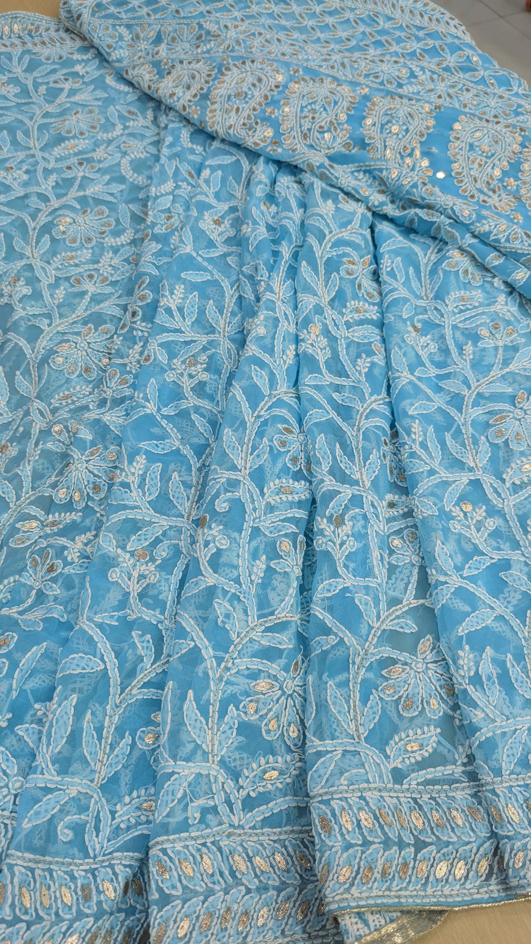 Georgette Chikankari Saree