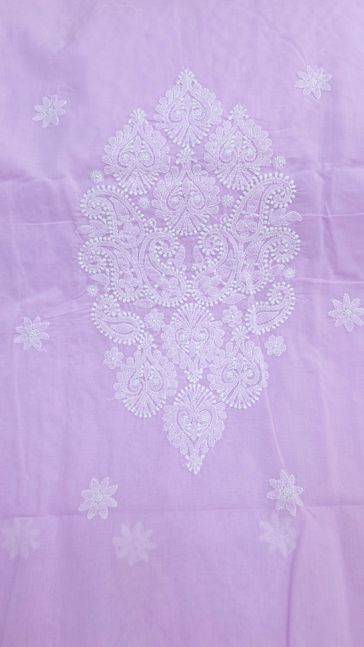 Darz Lucknowi Chikankari  Dress Material – Handmade Cotton Suit with Chiffon Dupatta