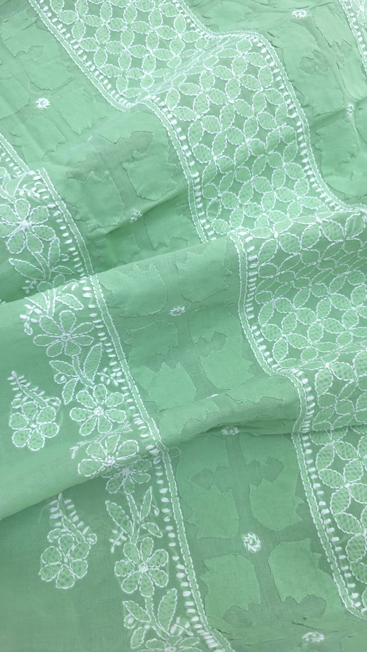 Darz Lucknowi Chikankari  Dress Material – Handmade Cotton Suit with Chiffon Dupatta