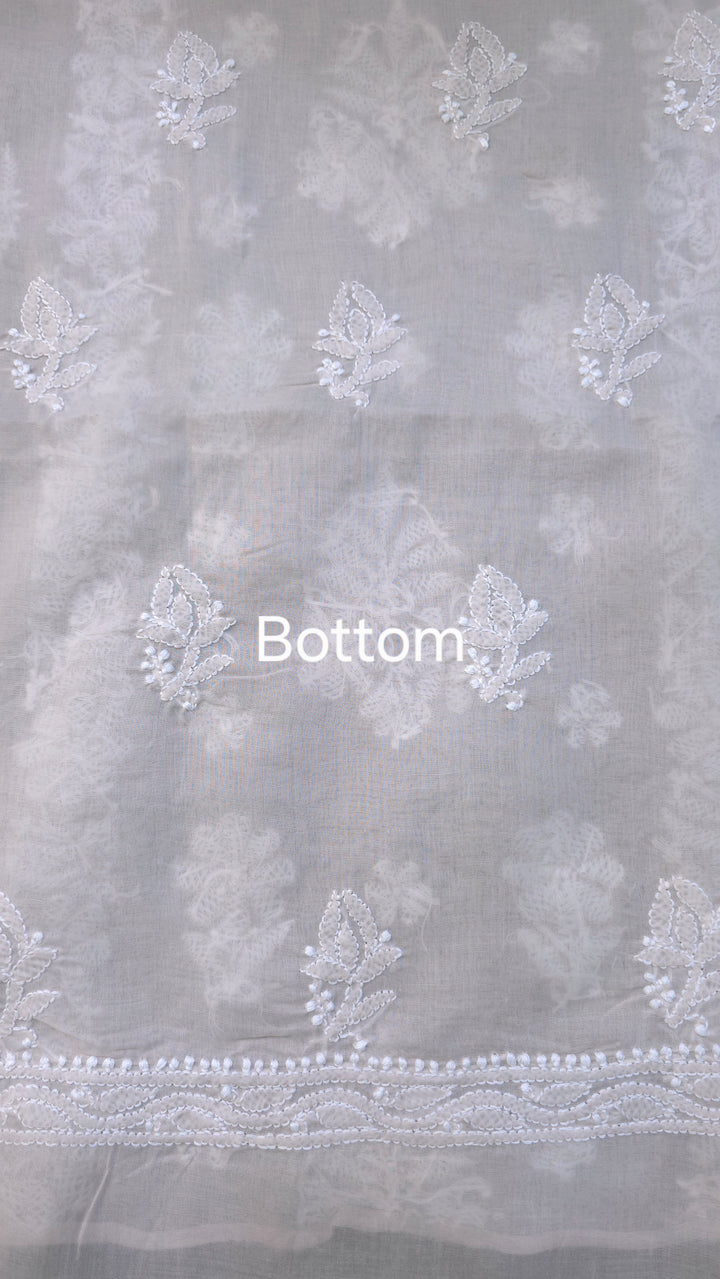 Paridhan Chikan Premium Handcrafted Chikankari Cotton Suit Set | Unstitched Dress Material with Chiffon Dupatta | Made in Lucknow