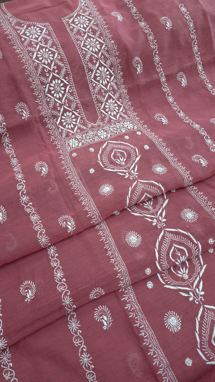 Lucknowi 2 Taar Chikankari Chanderi Kurta Dupatta Set – Handmade Festive Wear