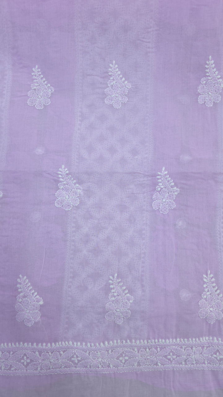 Darz Lucknowi Chikankari  Dress Material – Handmade Cotton Suit with Chiffon Dupatta