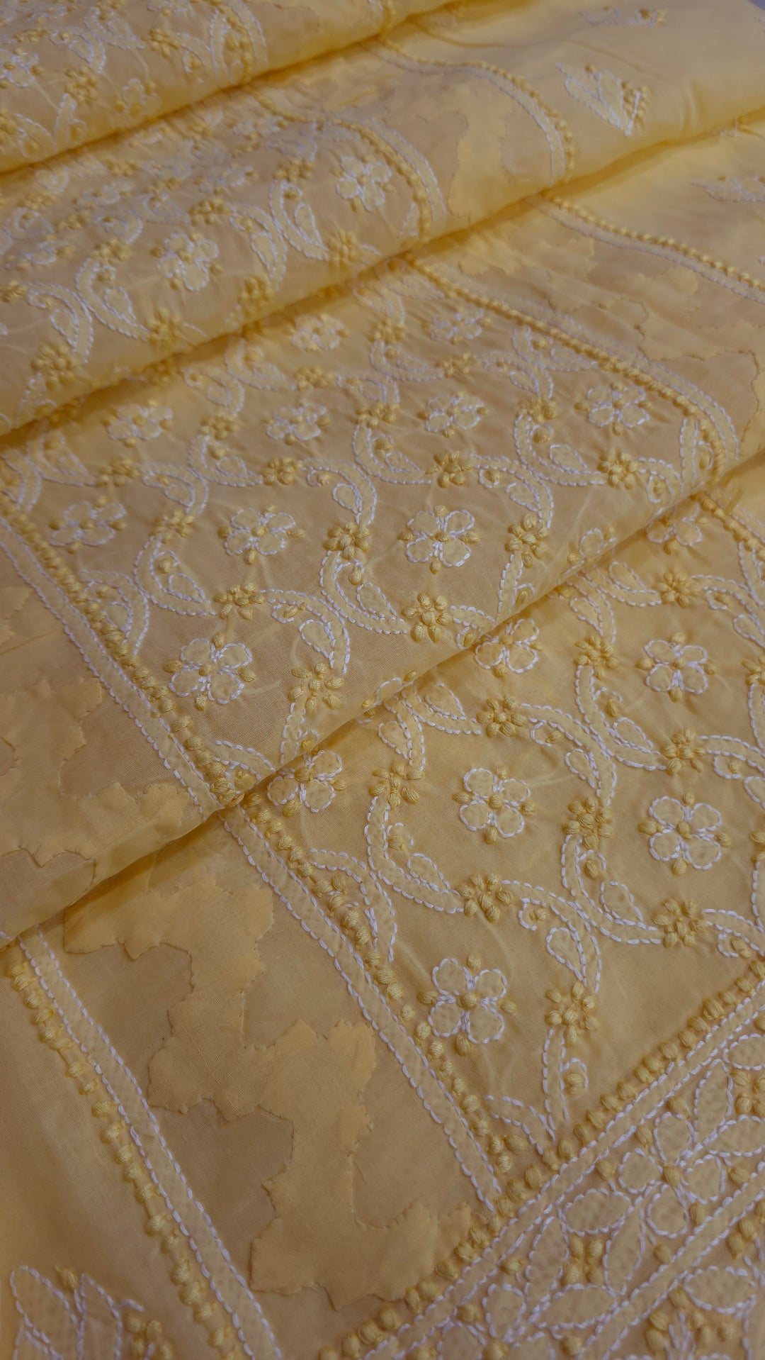 Darz Lucknowi Chikankari  Dress Material – Handmade Cotton Suit with Chiffon Dupatta