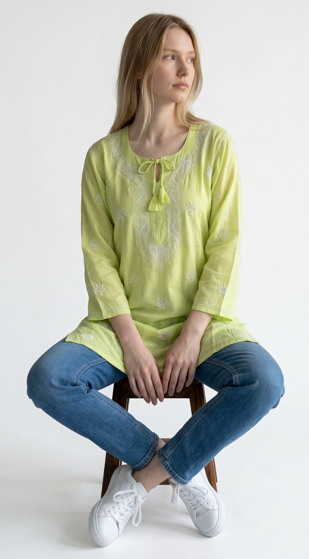 Women's Modal Satin Chikankari Top – Authentic 2 Taar Hand Embroidery