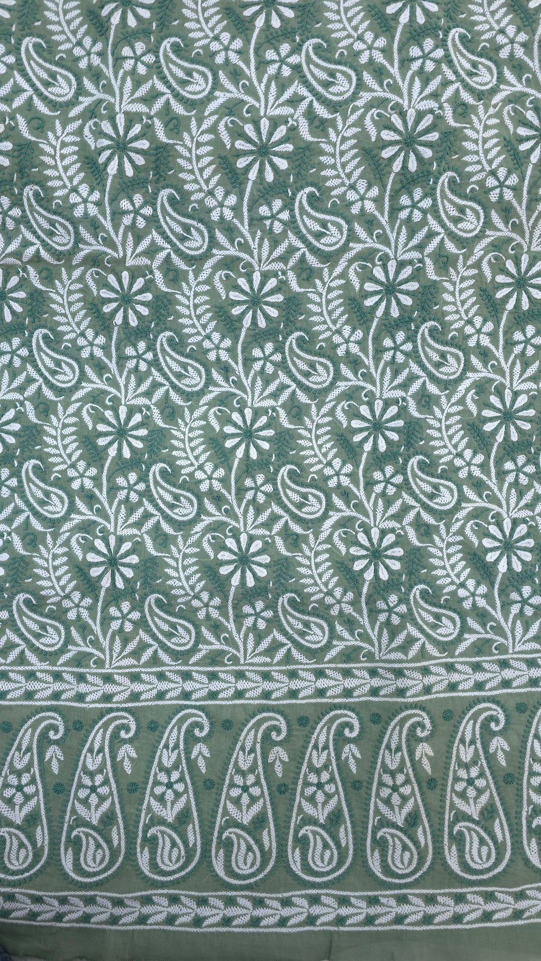 " Lucknowi Chikankari Unstitched Cotton Suit Set – Kurta, Bottom & Dupatta by Paridhan Chikan"