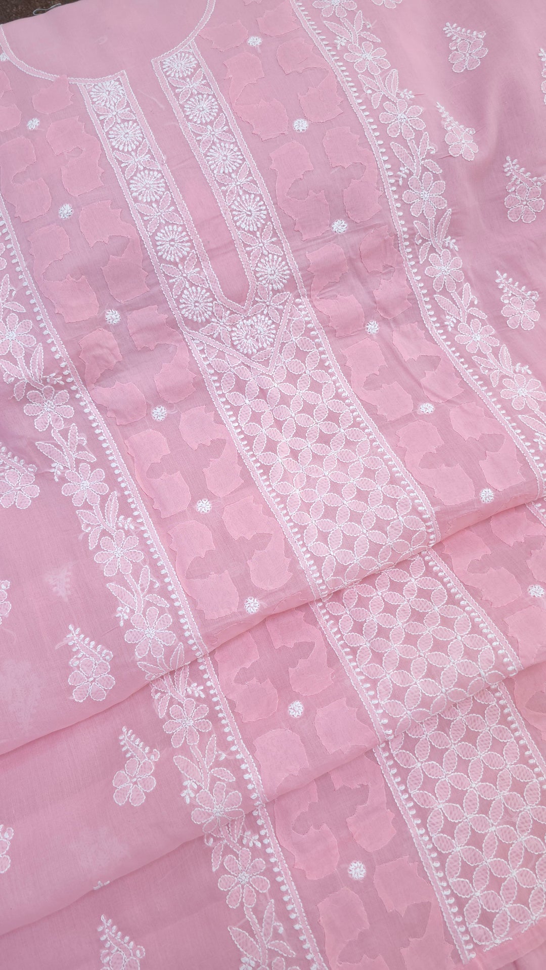 Darz Lucknowi Chikankari  Dress Material – Handmade Cotton Suit with Chiffon Dupatta