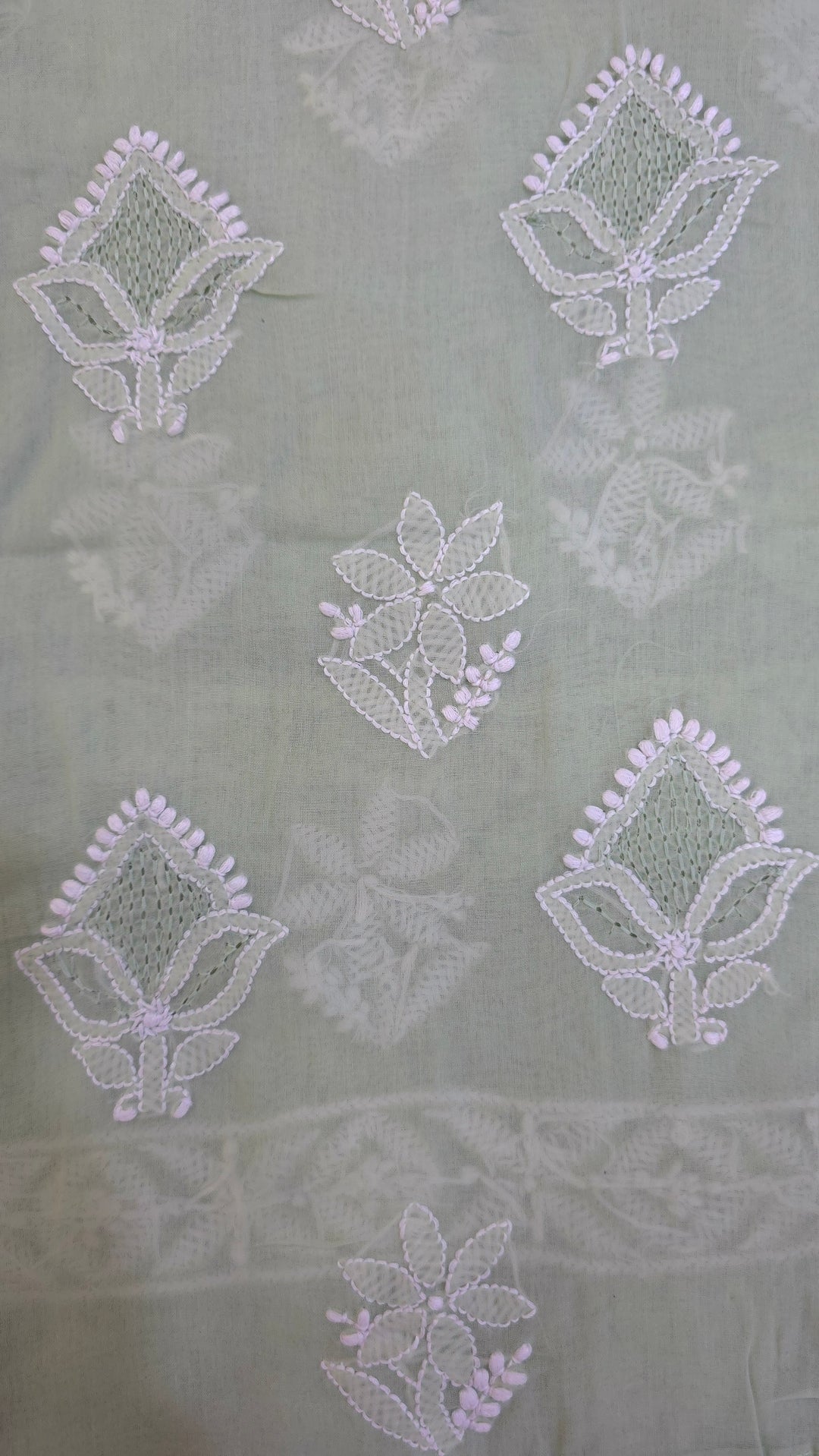 Handmade Jaali Chikankari Cotton Dress Material with Chiffon Dupatta | Authentic Lucknow Hand Embroidery | Unstitched Suit Set