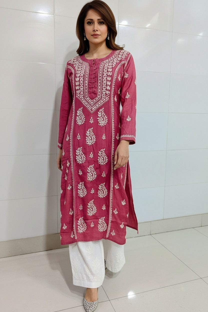 Pure Muslin Chikankari Kurti