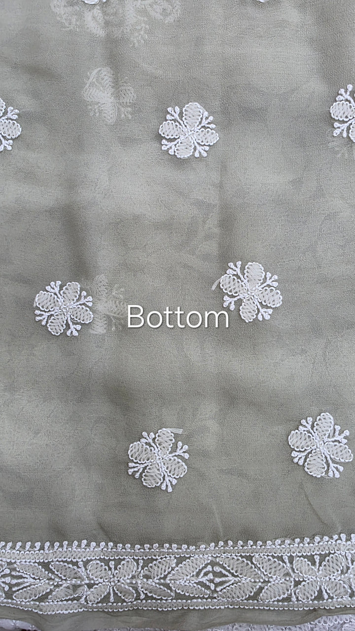 Lucknowi Georgette Chikankari Dress Material – Hand Embroidery Kurta, Bottom & Dupatta | Festive Queen Shades