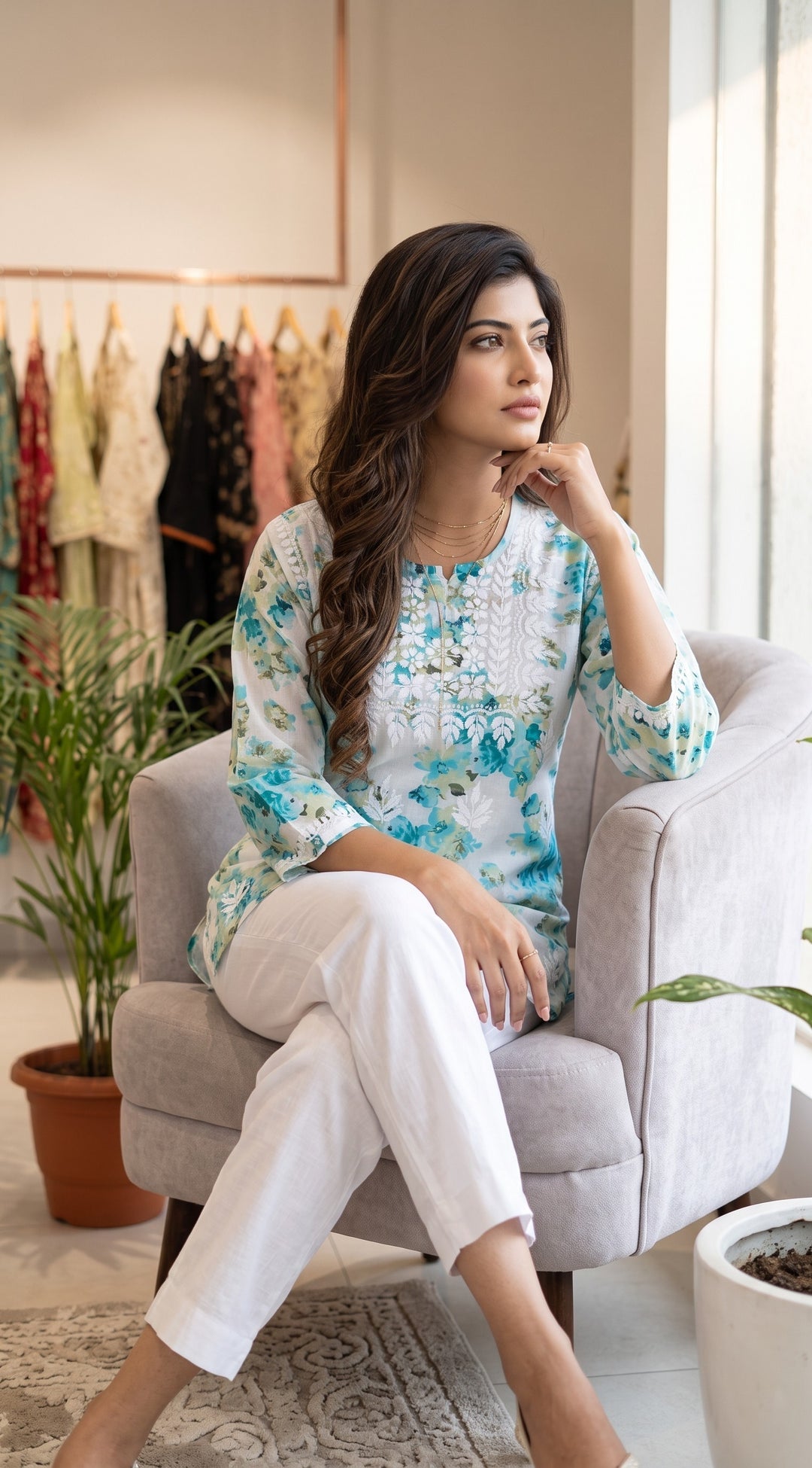 Myra Pure Mul Cotton Chikankari Top for Women | Hand Embroidered Lucknowi Cotton Top | Paridhan Chikan
