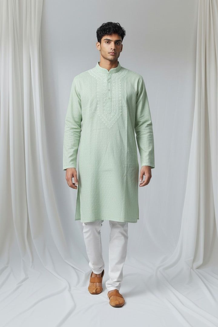 Brasso Cotton hand embroidered Men's chikankari kurta