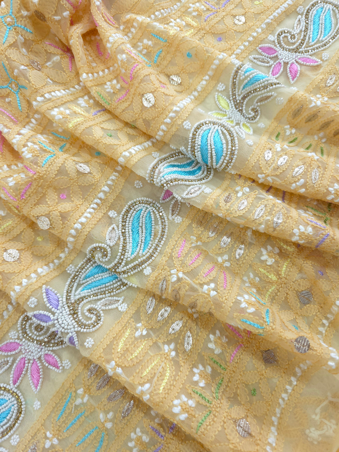 Fida Georgette Chikankari Dress Material Resham Aari pearl Work