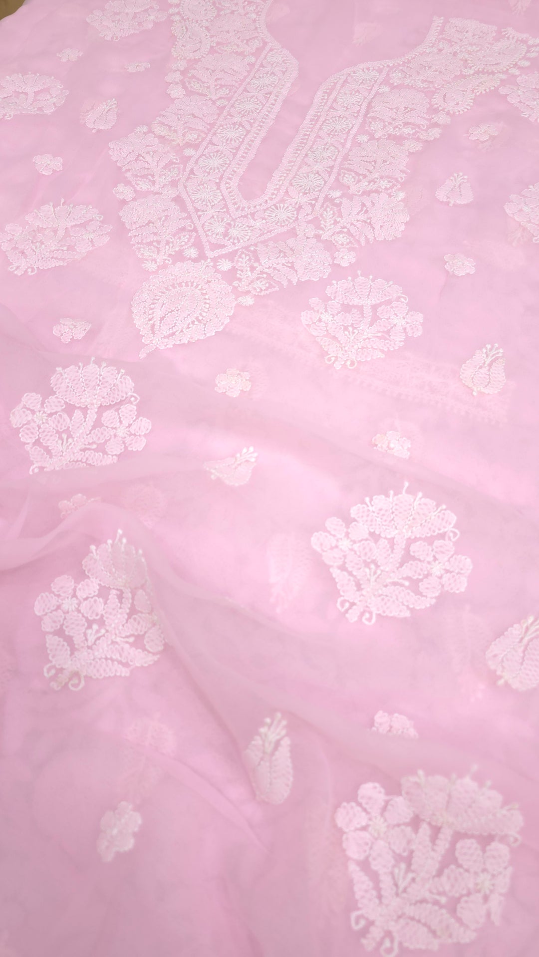 Lucknowi Georgette Chikankari Dress Material – Hand Embroidery Kurta, Bottom & Dupatta | Festive Queen Shades
