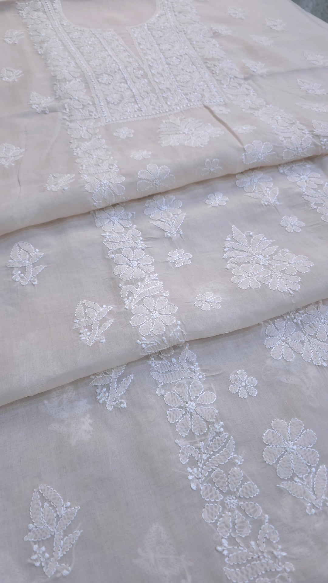 Paridhan Chikan Premium Handcrafted Chikankari Cotton Suit Set | Unstitched Dress Material with Chiffon Dupatta | Made in Lucknow
