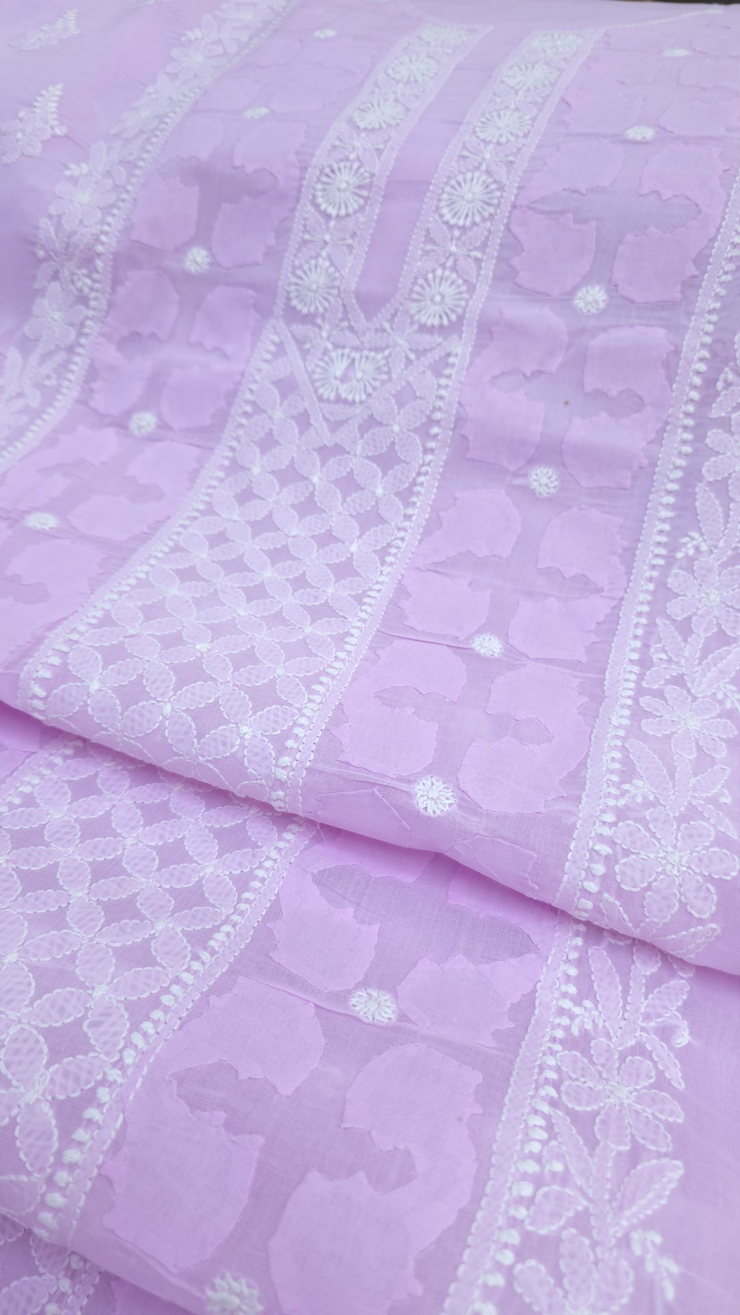 Darz Lucknowi Chikankari  Dress Material – Handmade Cotton Suit with Chiffon Dupatta