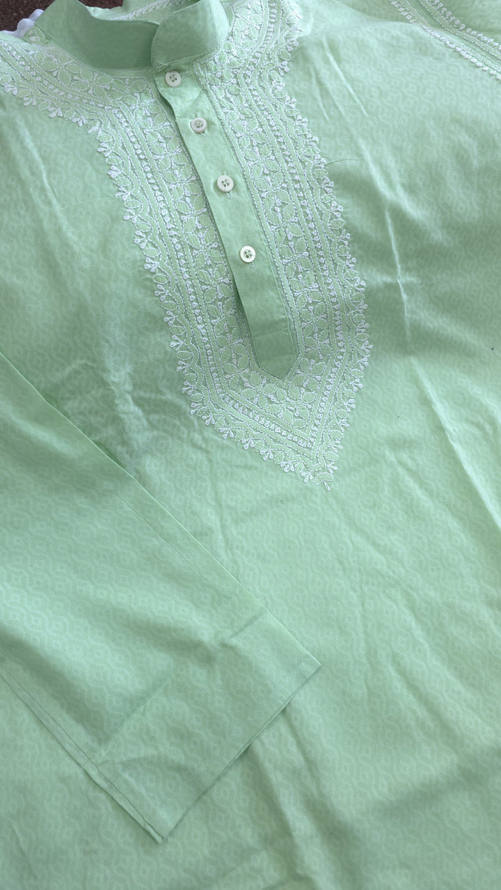 Brasso Cotton hand embroidered Men's chikankari kurta