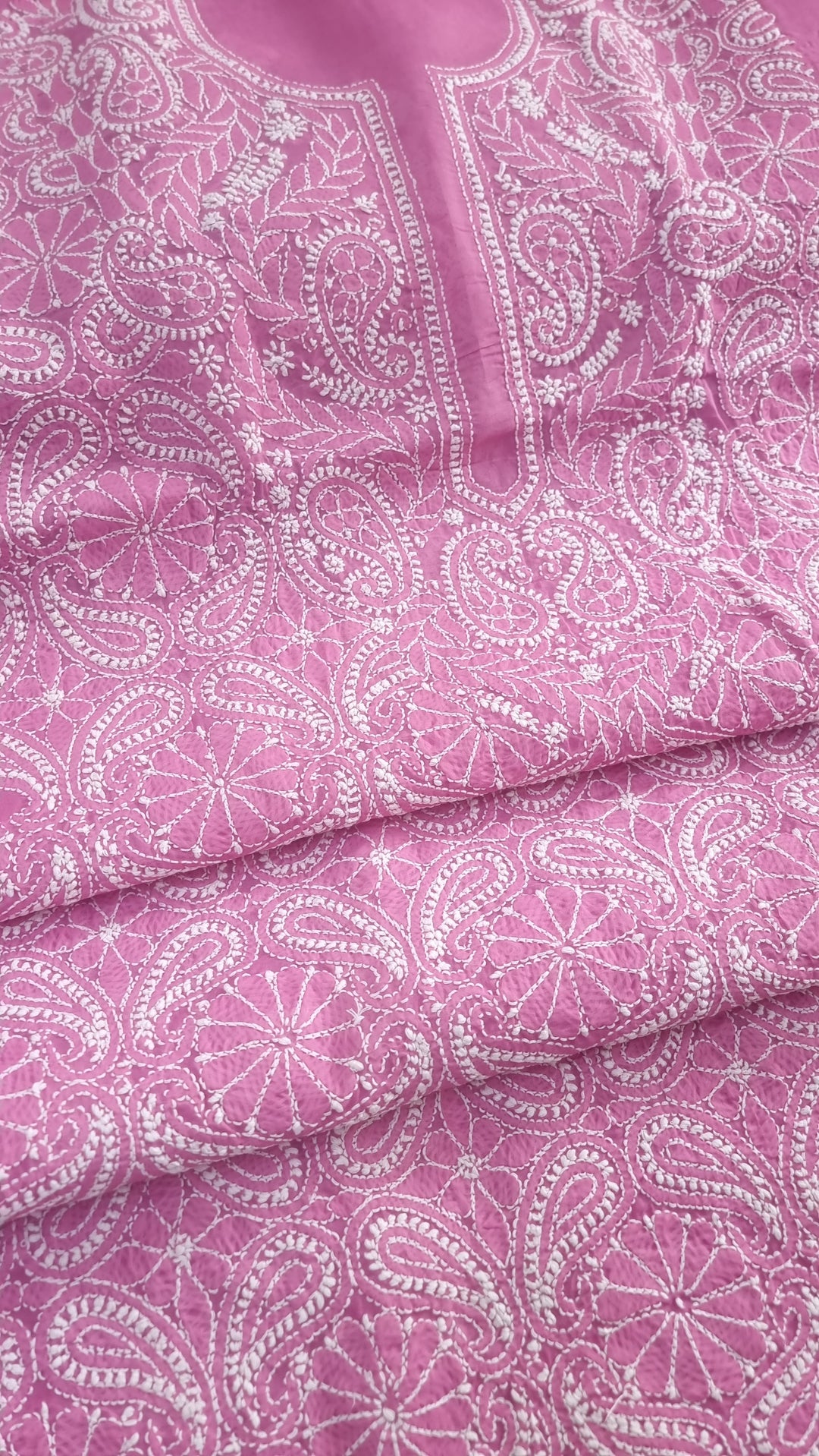 Cotton Chikankari Hand Embroidered Unstitched Kurta Fabric – 3 Meter