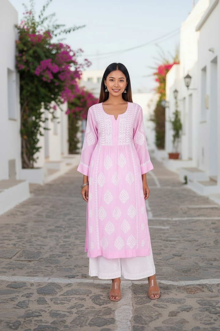 Modal Chikankari Nyra Kurti