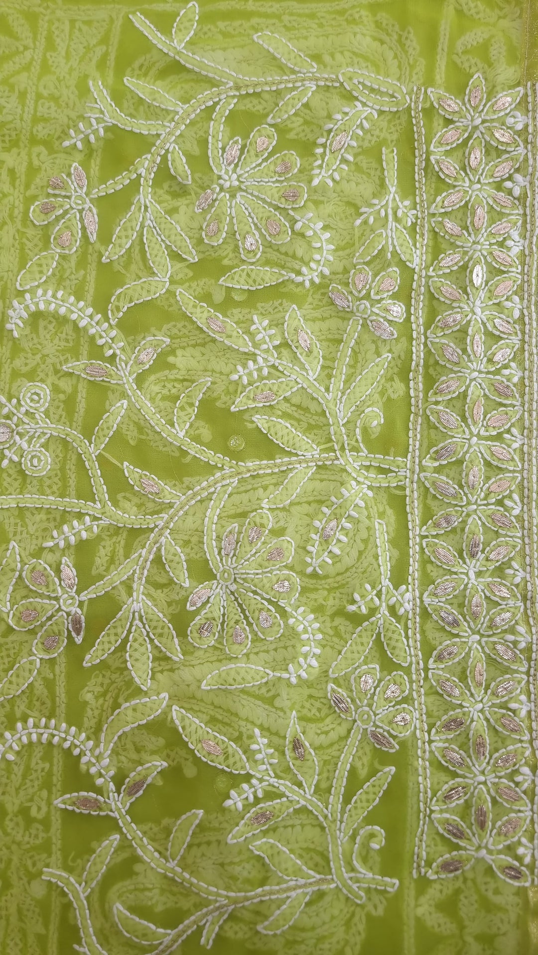 Georgette Chikankari Saree - green