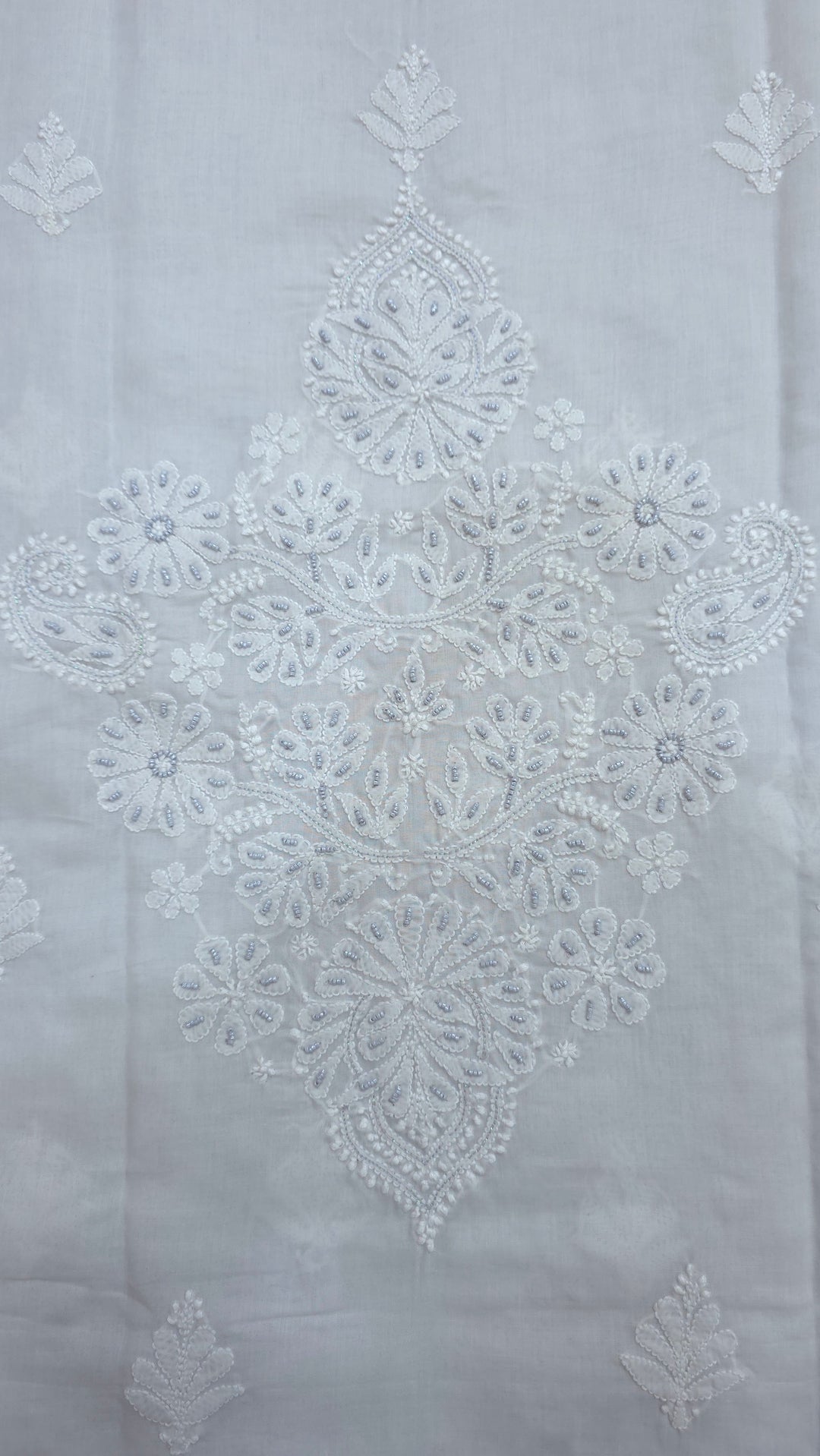 Paridhan Chikan Cotton Chikankari Unstitched Dress Material – 3 Pc Suit Set with Hand Embroidery & Pearl Work in Every Motif