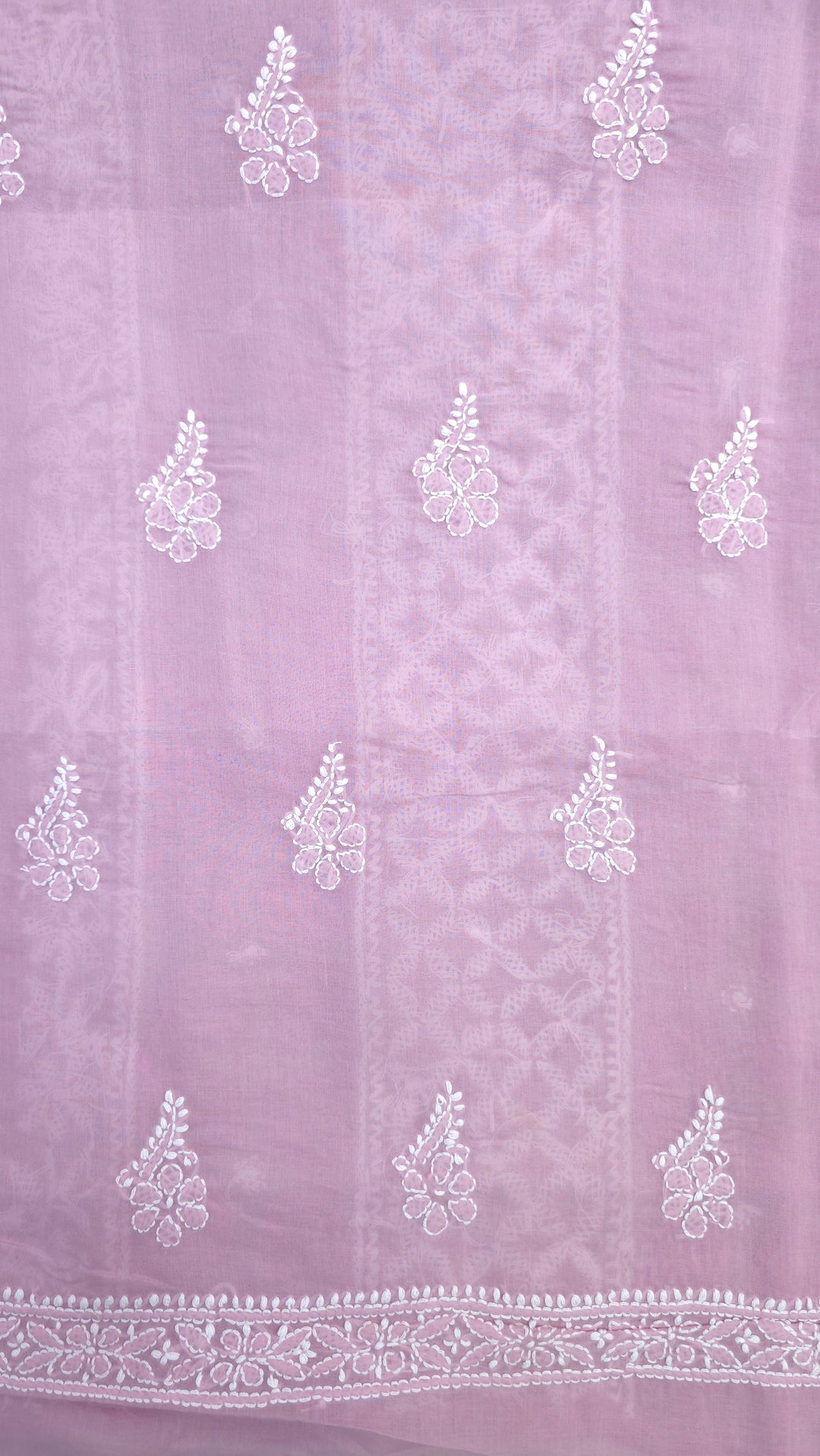 Darz Lucknowi Chikankari  Dress Material – Handmade Cotton Suit with Chiffon Dupatta