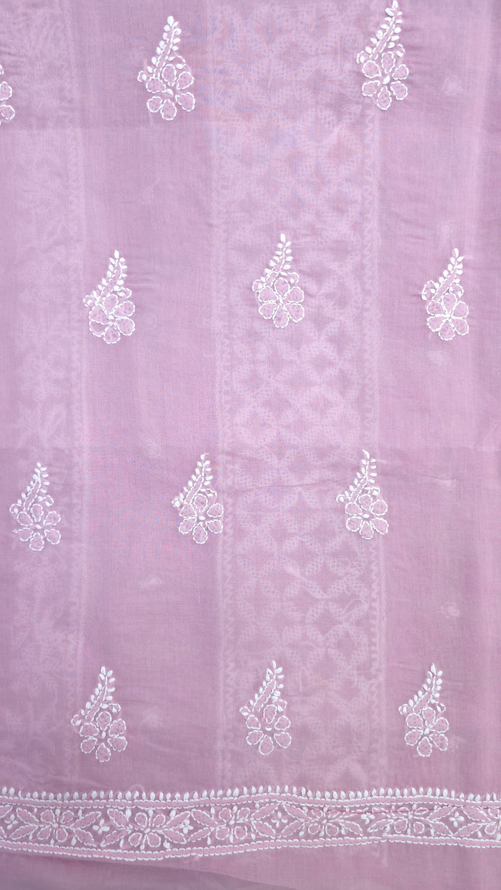 Darz Lucknowi Chikankari  Dress Material – Handmade Cotton Suit with Chiffon Dupatta