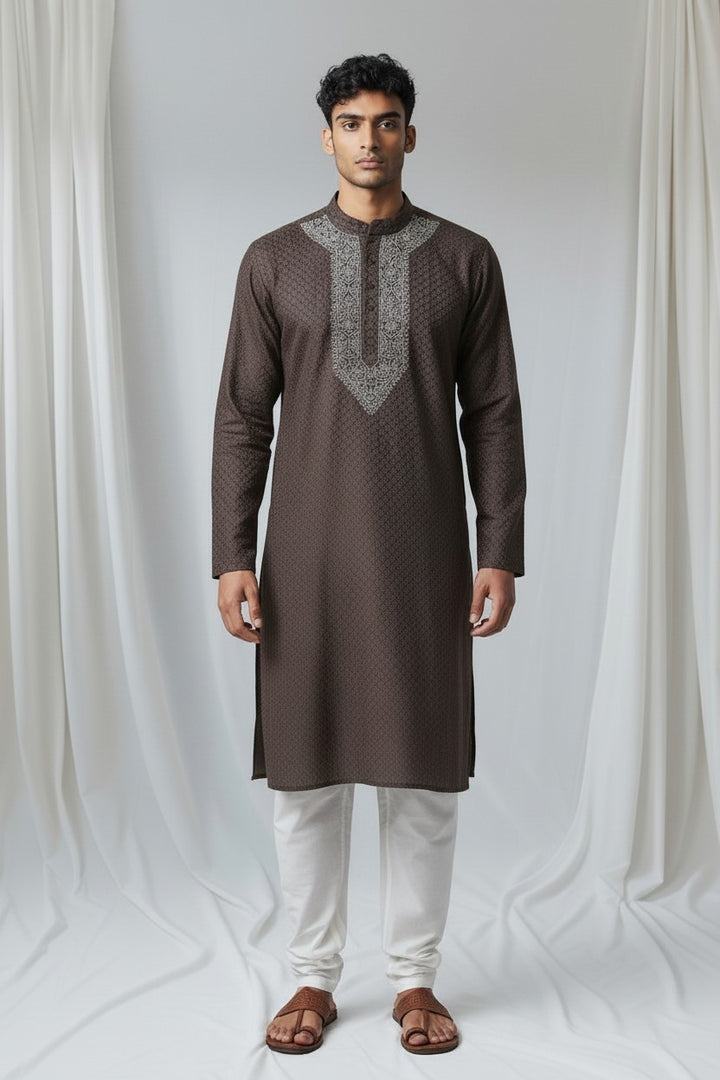 Maaz Cotton  hand embroidered Men's chikankari kurta