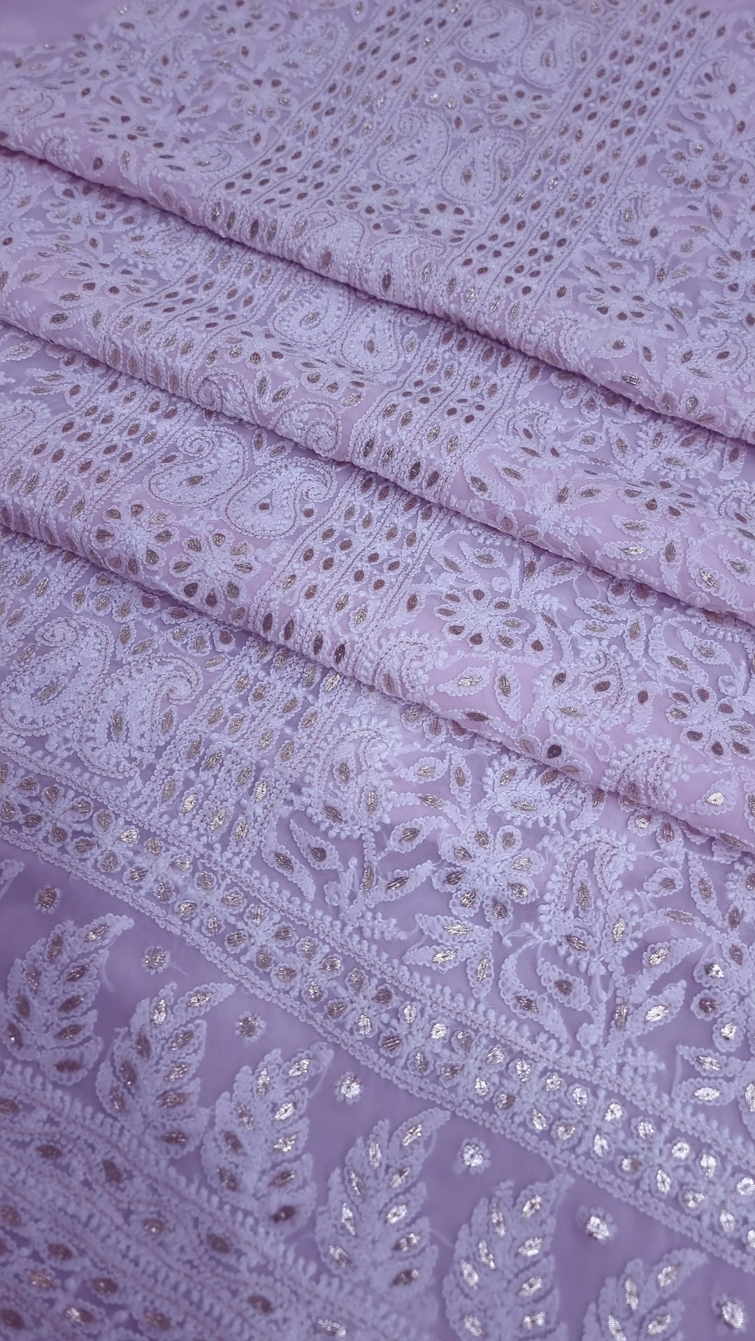 Baby Pink Georgette Chikankari gotta Patti Dress Material