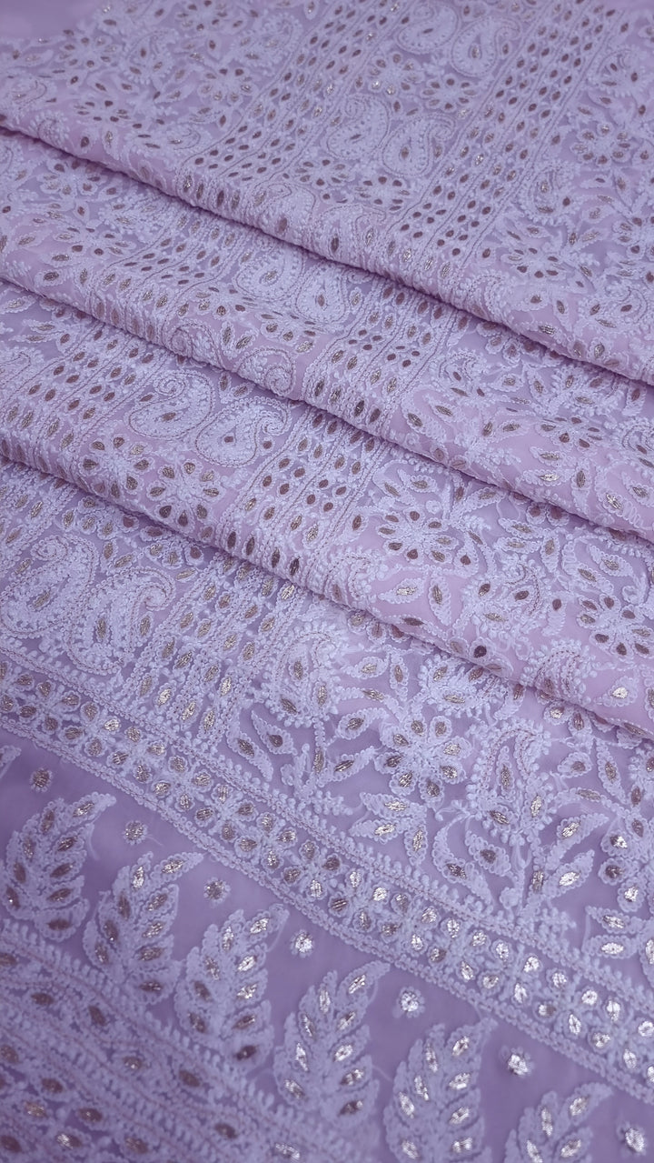 Baby Pink Georgette Chikankari gotta Patti Dress Material