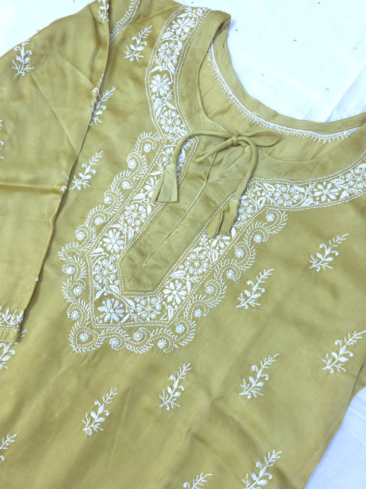 Women's Modal Satin Chikankari Top – Authentic 2 Taar Hand Embroidery