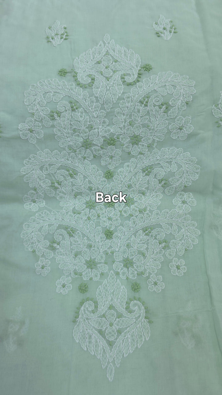 Darz Lucknowi Chikankari  Dress Material – Handmade Cotton Suit with Chiffon Dupatta