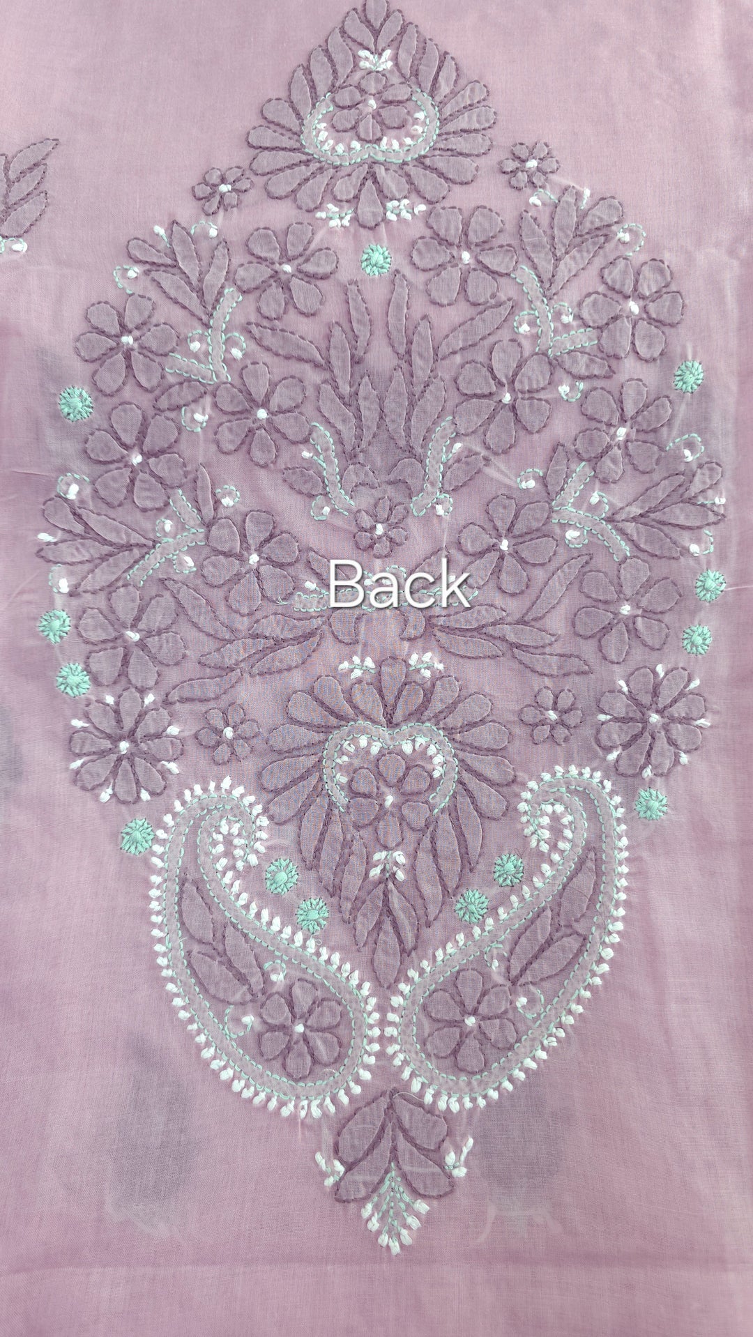Lucknow Chikankari Hand Embroidered Cotton Dress Material with Tri-Color Motifs & Pure Chiffon Dupatta