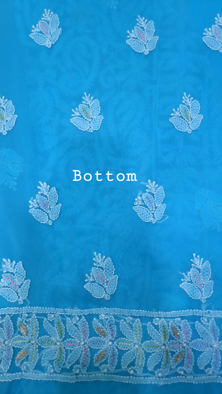 Georgette Chikankari Dress Material Resham Aari Work