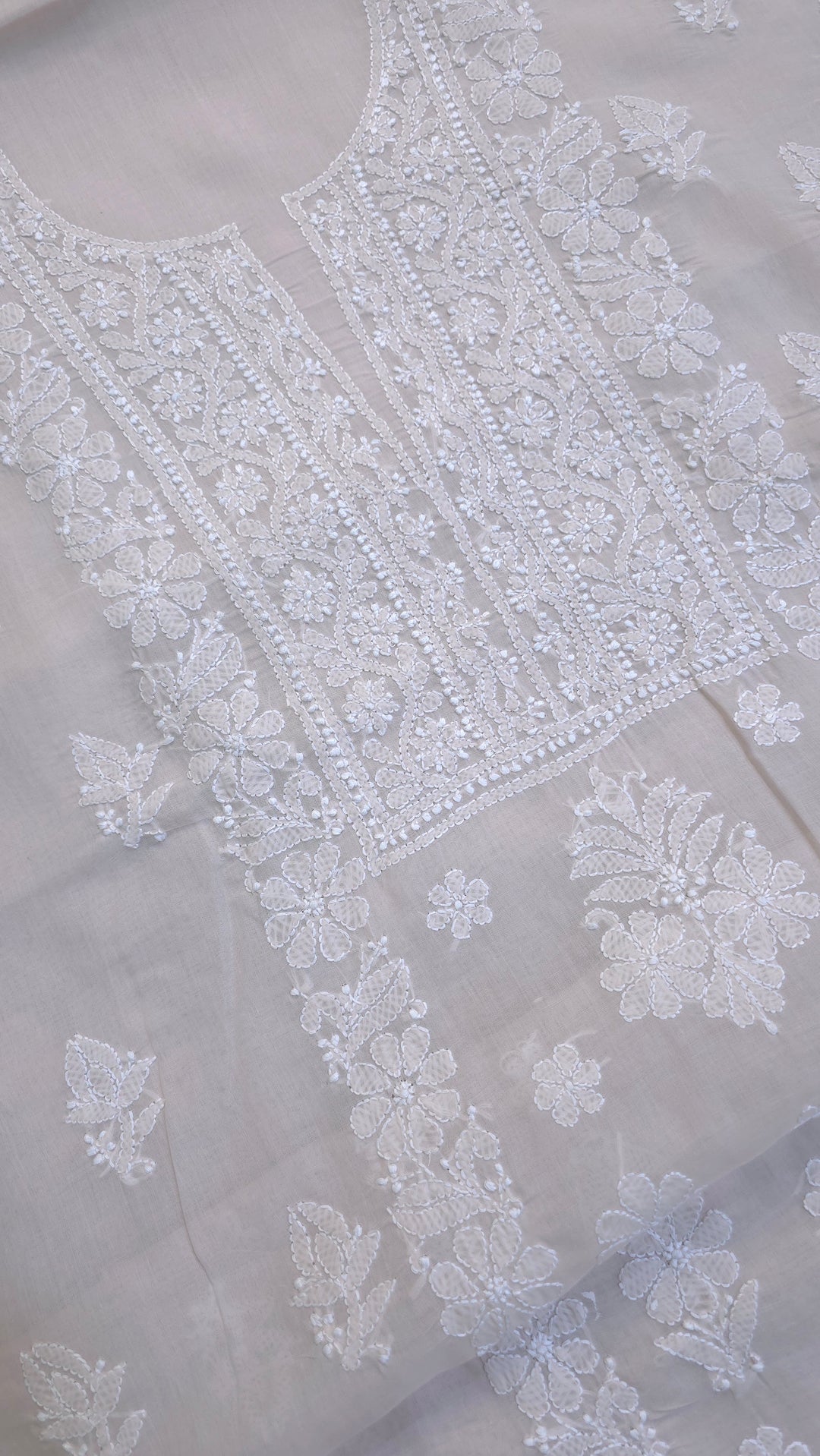 Paridhan Chikan Premium Handcrafted Chikankari Cotton Suit Set | Unstitched Dress Material with Chiffon Dupatta | Made in Lucknow
