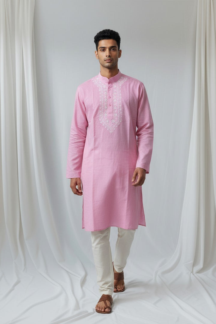 Brasso Cotton hand embroidered Men's chikankari kurta