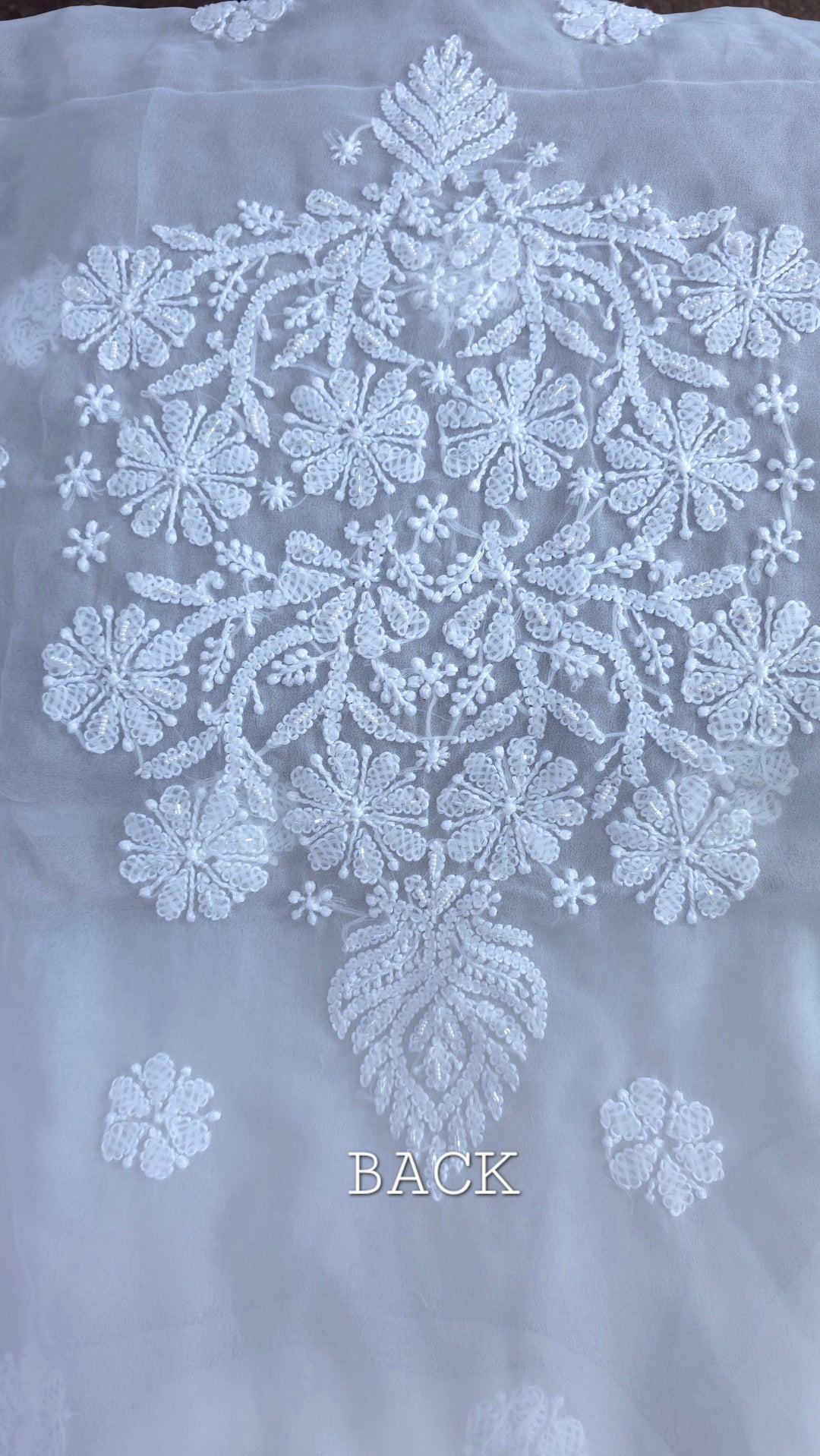 Alina Heavy Embellished Georgette Chikankari Unstitched Dress Material | Cutdana Handwork