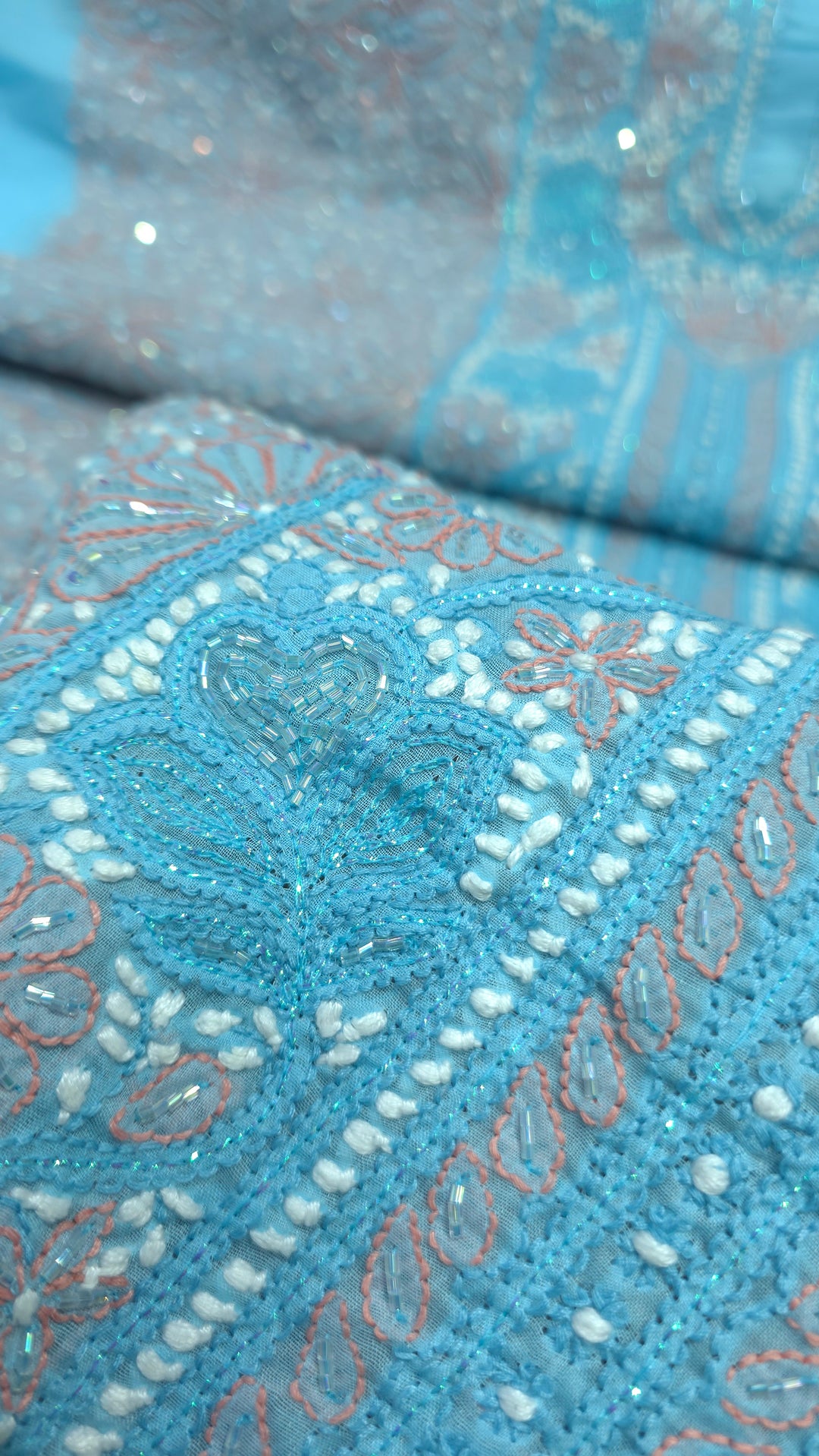 Paridhan Chikan Cotton Chikankari Unstitched Dress Material – 3 Pc Suit Set with Hand Embroidery & Pearl Work in Every Motif