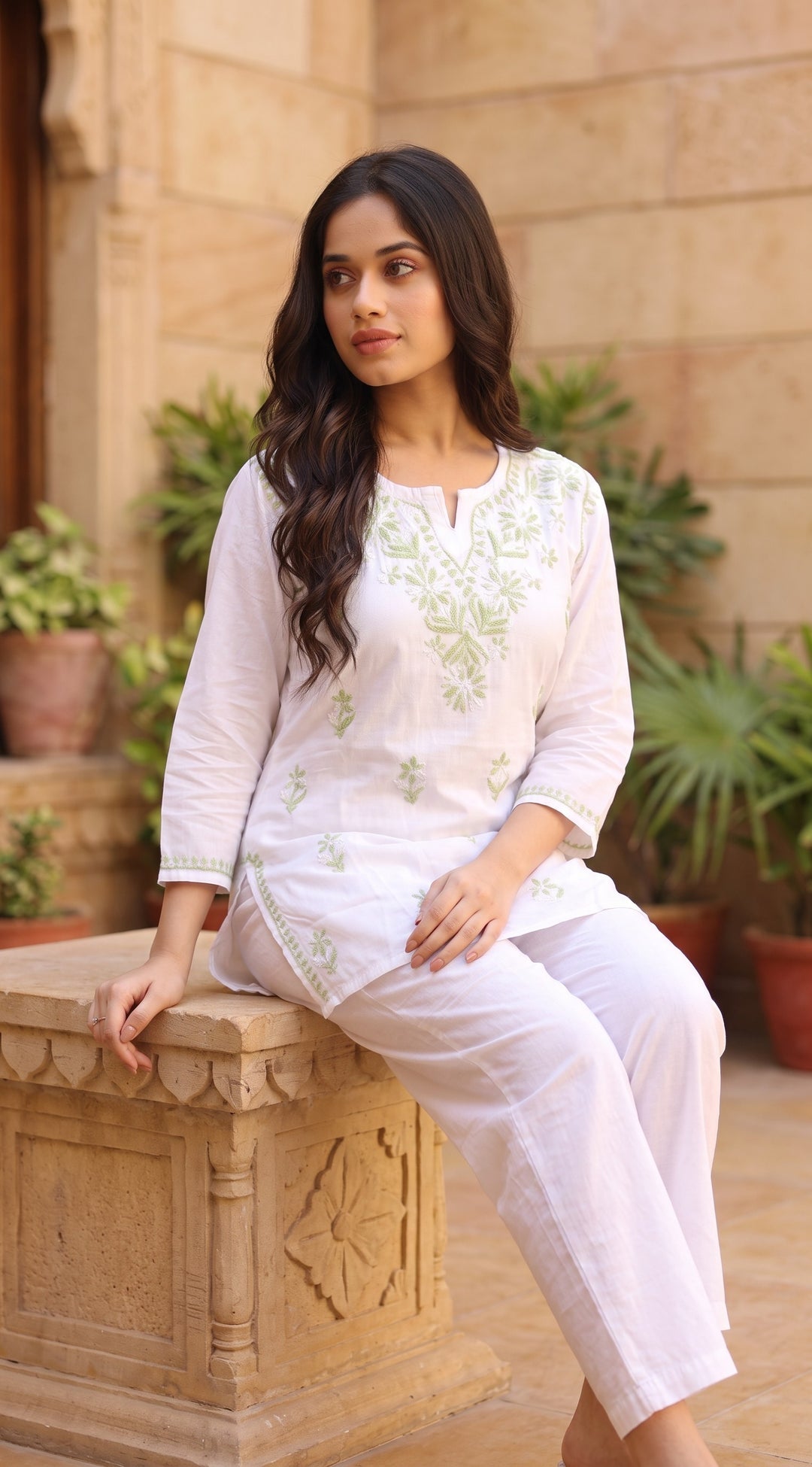 Zara Pure Rayon Chikankari Top for Women | Hand Embroidered Lucknowi Rayon Top | Paridhan Chikan) )