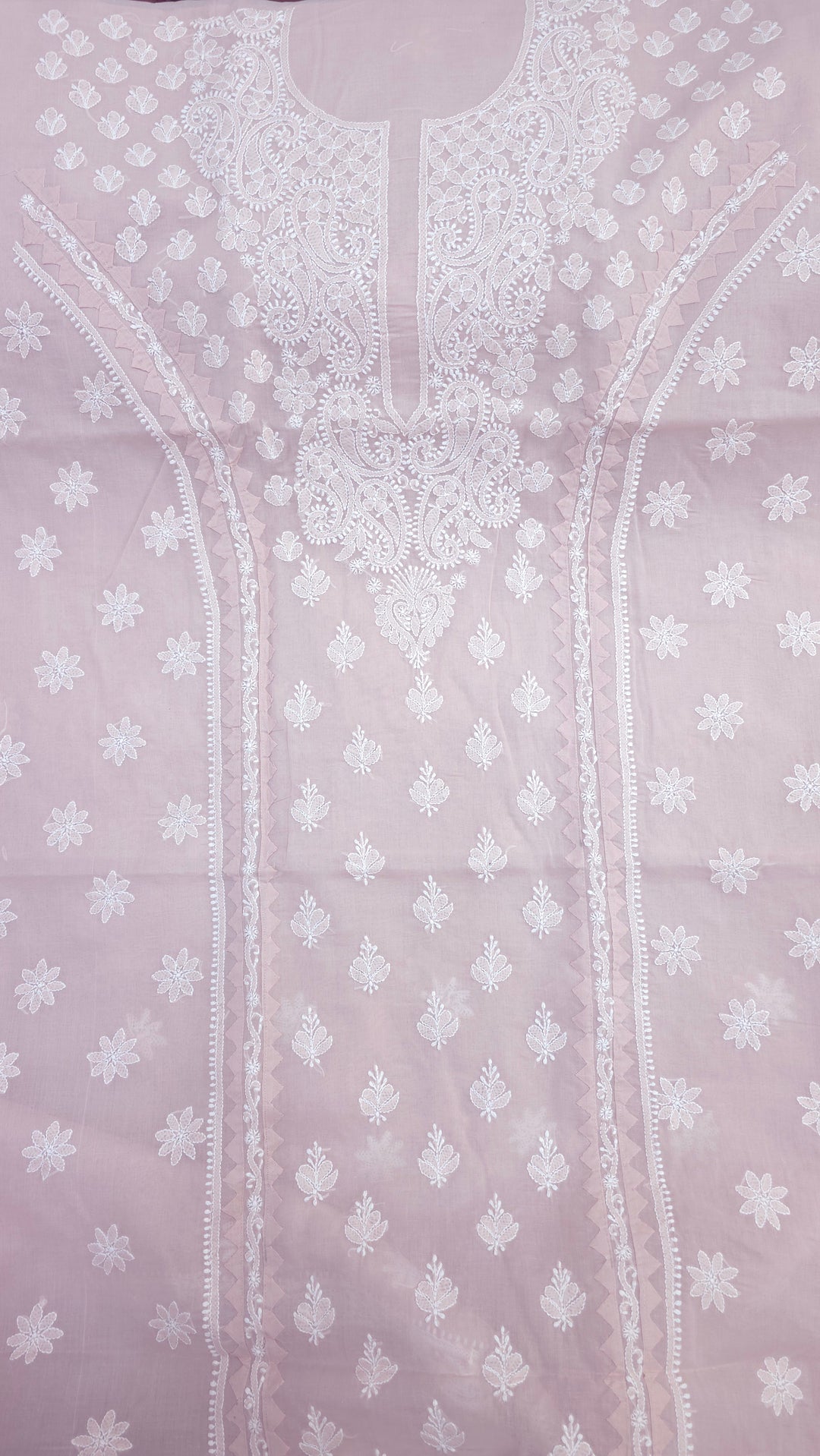 Darz Lucknowi Chikankari  Dress Material – Handmade Cotton Suit with Chiffon Dupatta